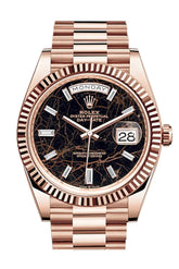 Rolex Day-Date 40 Eisenkiesel 10 Baguette-Cut Fluted Dial Diamond Bezel 18K Everose Gold President